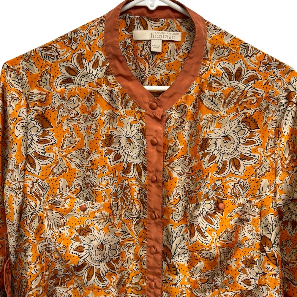 ✨3/$15 Banana Republic Heritage Boho Floral Top Button Front Peplum Blouse - Picture 2 of 13